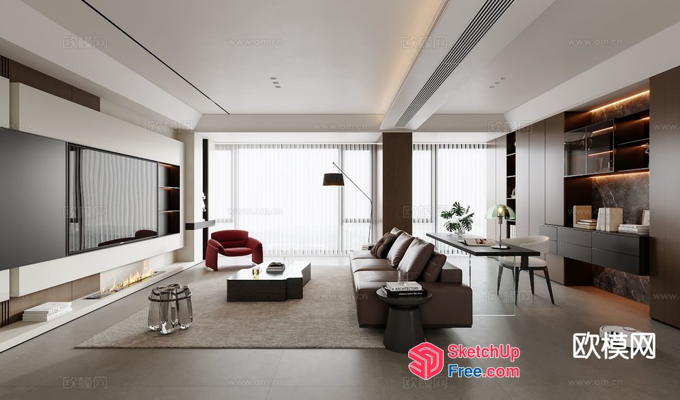 Modern Living Room With Neutral Tones And Natural Light 3D SketchUp File