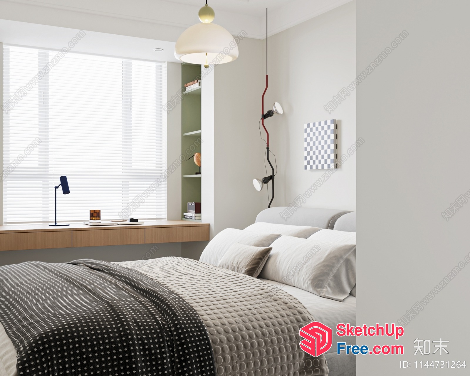 Minimalist Bedroom With Neutral Color Scheme And Natural Light 3D SketchUp File