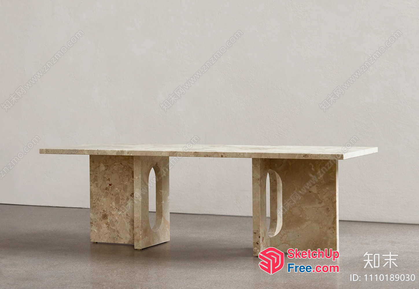 Marble Table With Pillar Legs 3D SketchUp File