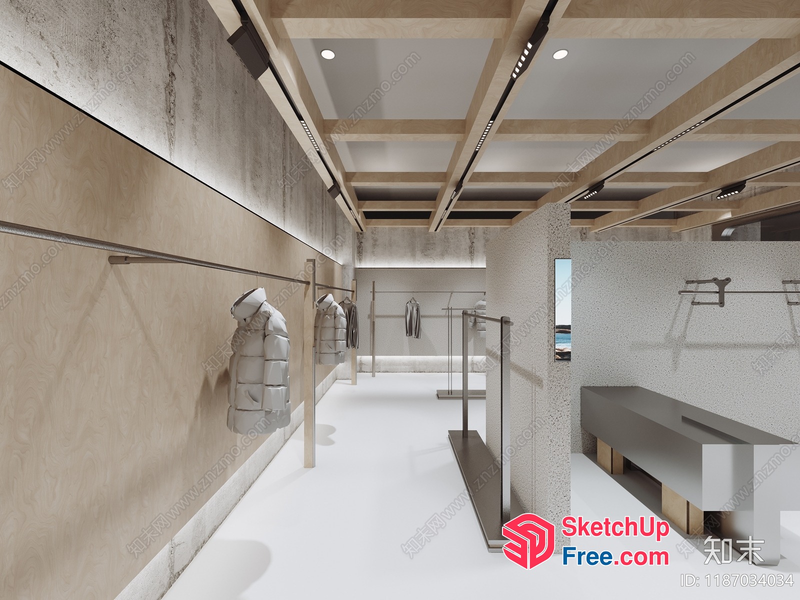 Minimalist Modern Clothing Store Interior 3D SketchUp File