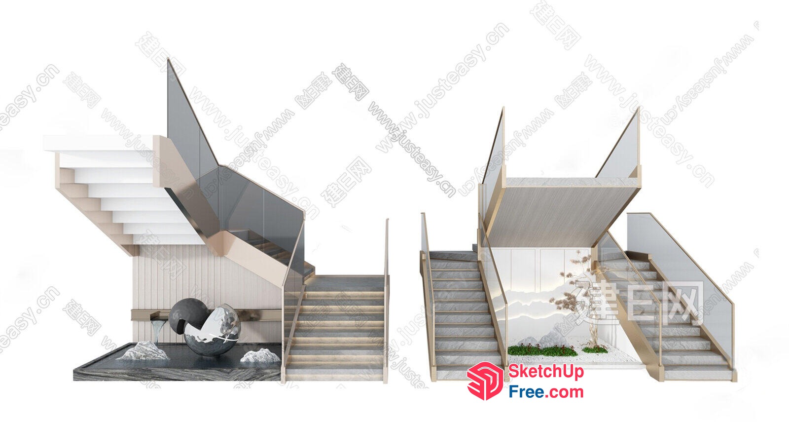 Modern Staircase Design With Minimalist Aesthetic 3D SketchUp File