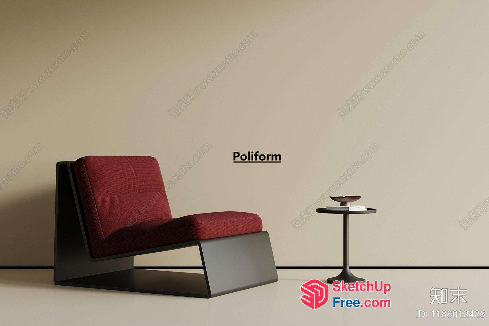 Poliform Armchair And Table Set 3D SketchUp File