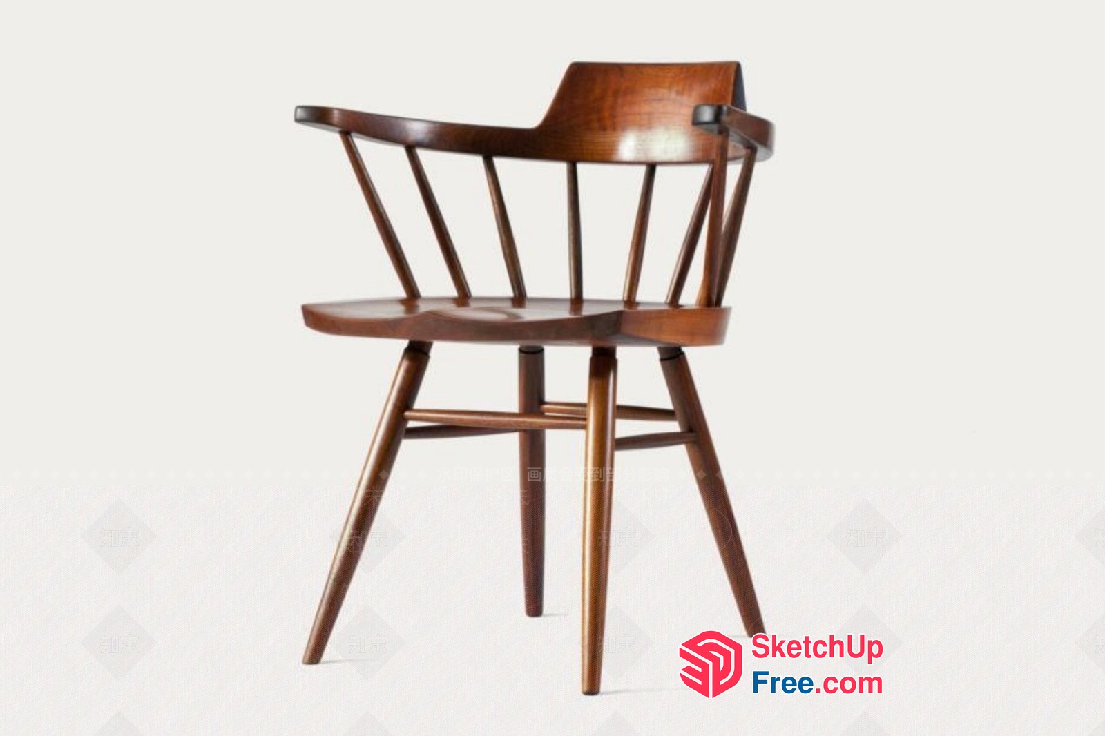 Classic Wooden Chair With Elegant Spindle Back 3D SketchUp File
