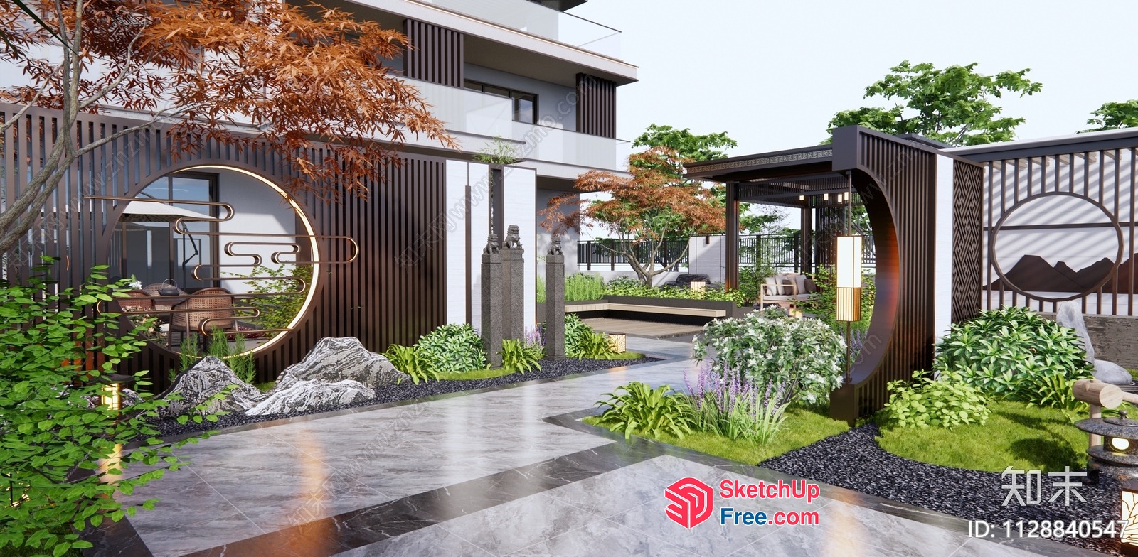 Elegant Modern Asian-Inspired Garden Design 3D SketchUp File
