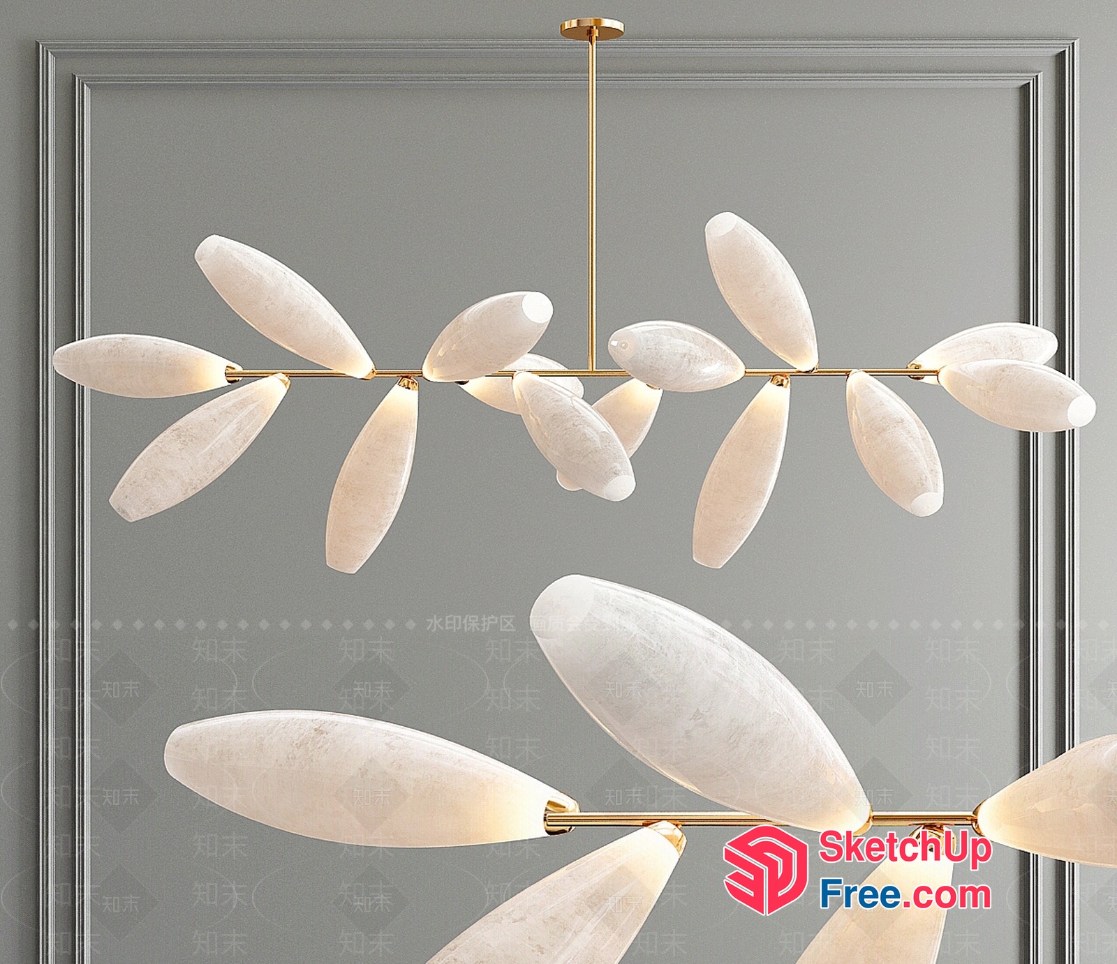 Elegant Chandelier With White And Gold Accents 3D SketchUp File