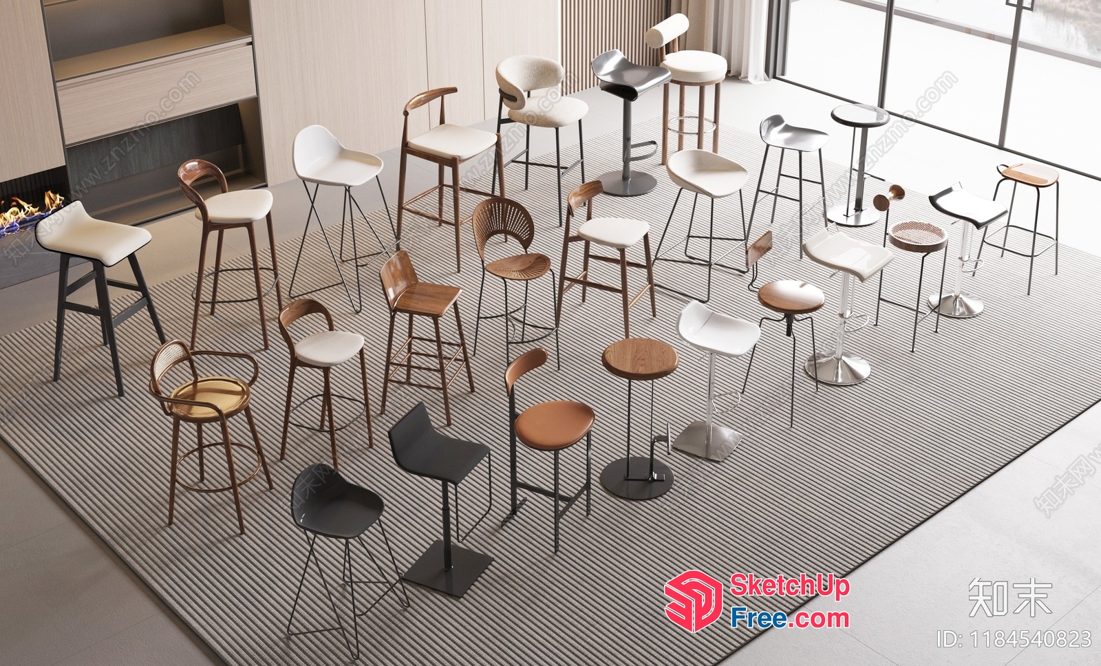 Modern Bar Stools Collection 3D SketchUp File
