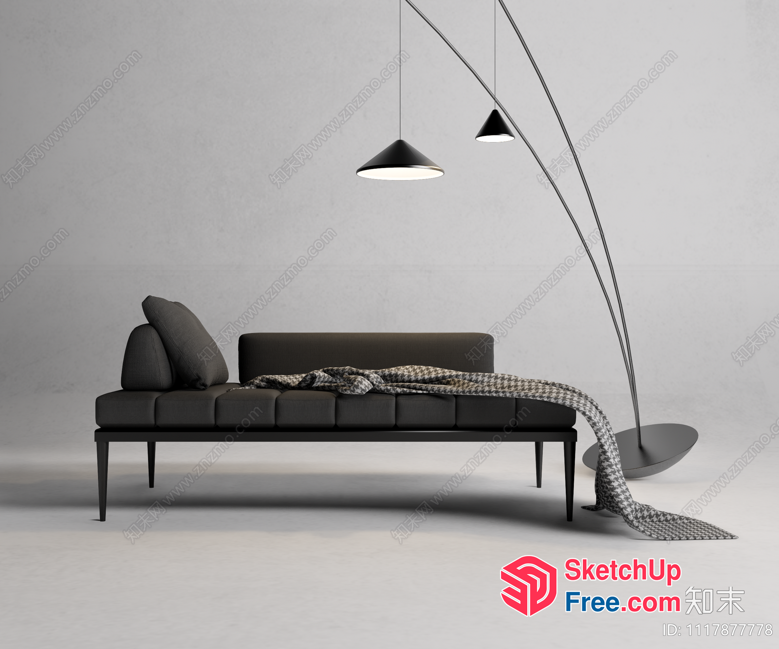 Minimalist Black And White Living Room Scene 3D SketchUp File