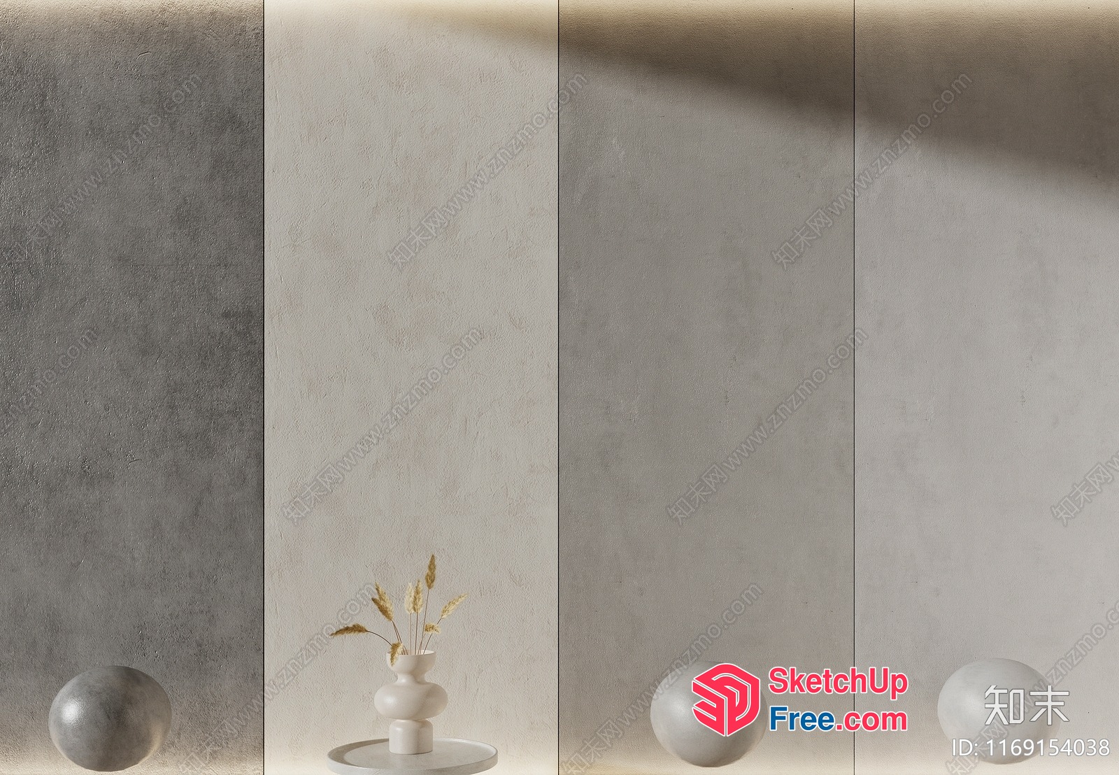 Minimalist White Vase With Dried Flowers 3D SketchUp File