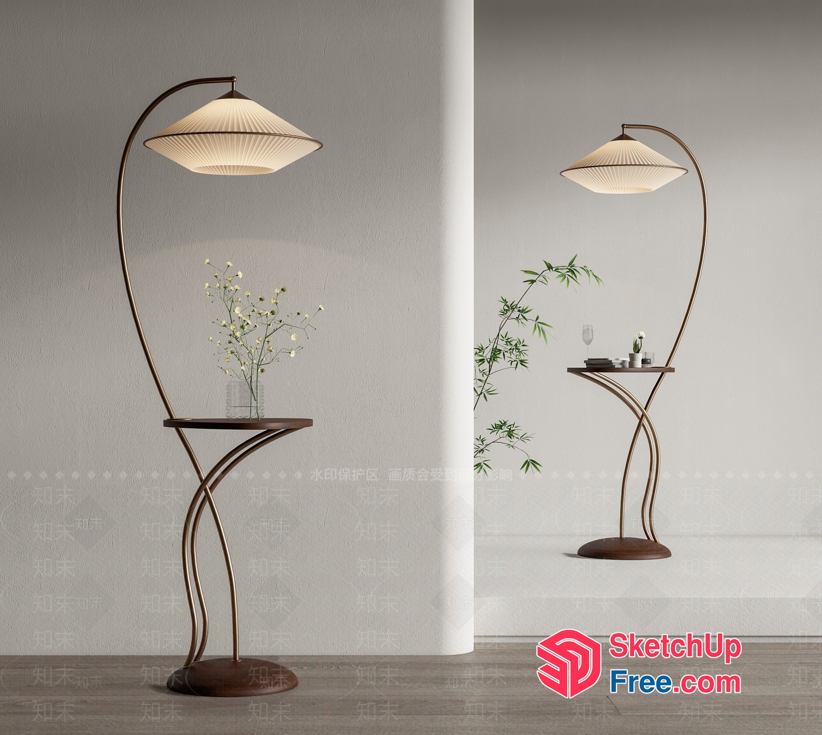 Modern Floor Lamp With Shelf 3D SketchUp File