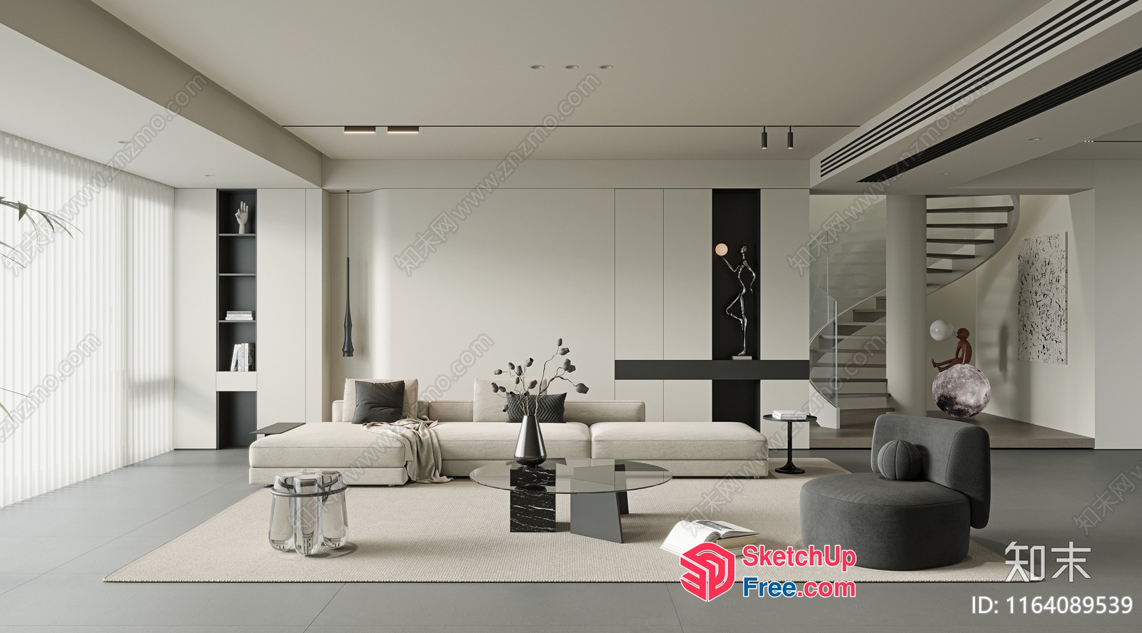 Modern Minimalist Living Room With Sleek Furniture 3D SketchUp File