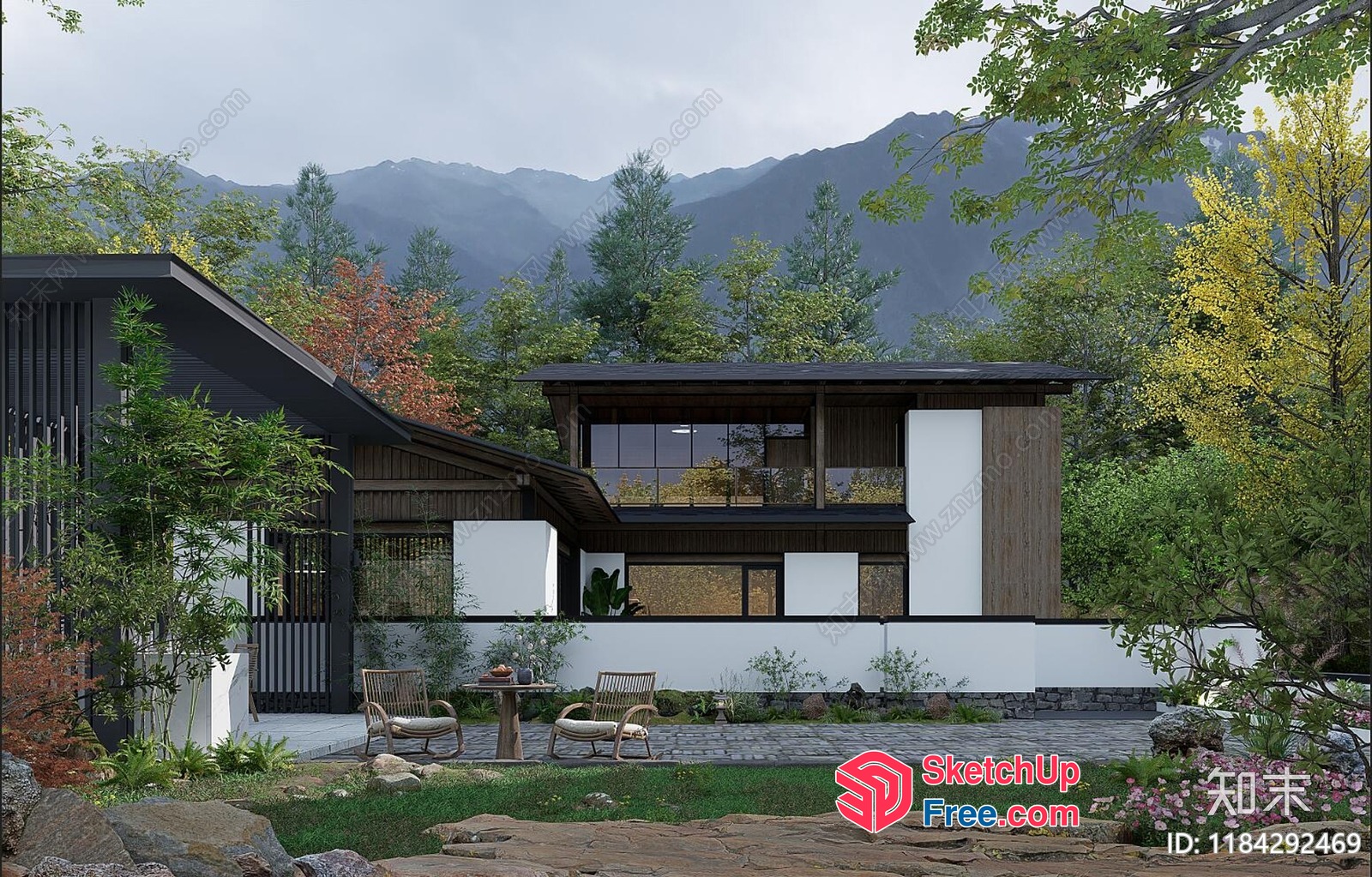 Exterior Of A Modern Japanese Style Villa 3D SketchUp File