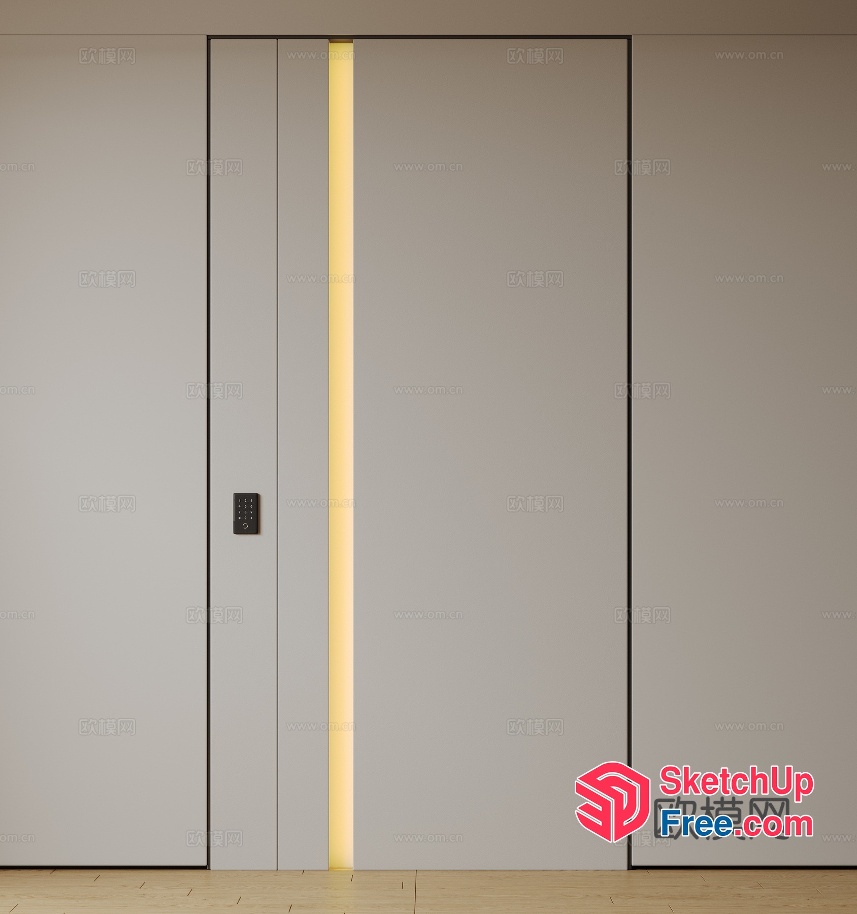 Modern Elevator Door With Led Lighting 3D SketchUp File