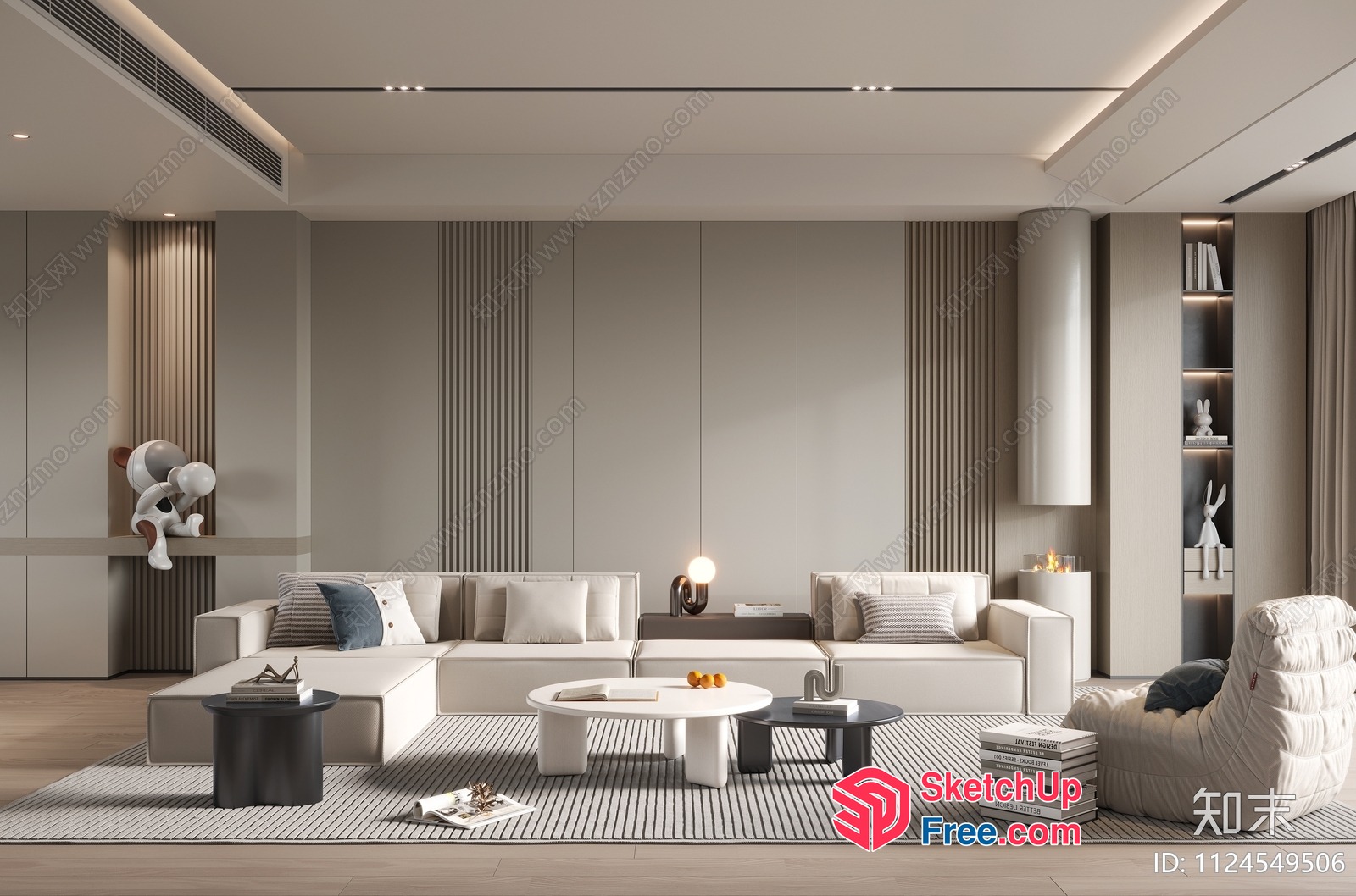 Modern Minimalist Living Room Interior 3D SketchUp File