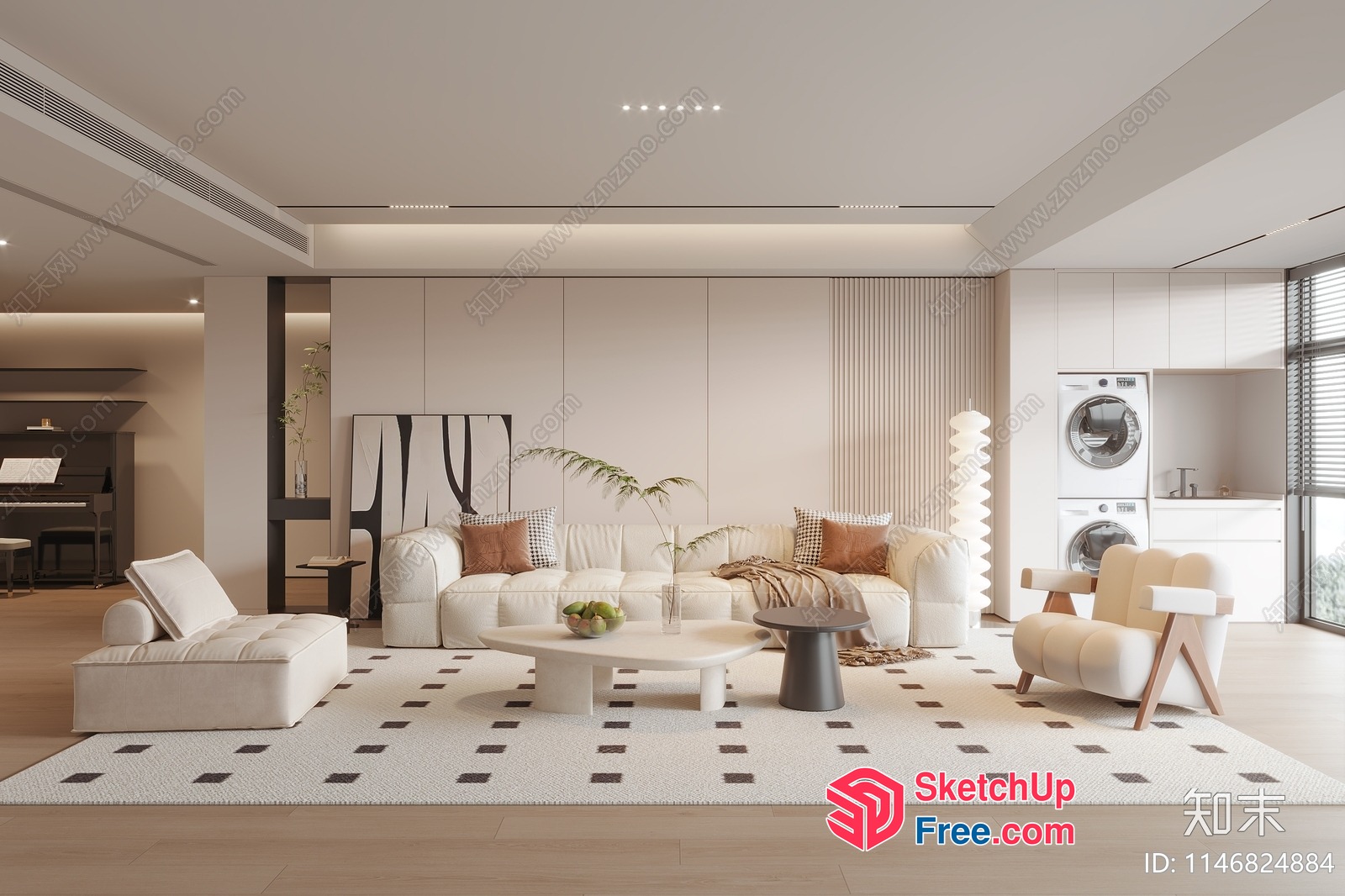 Modern Minimalist Living Room Interior 3D SketchUp File