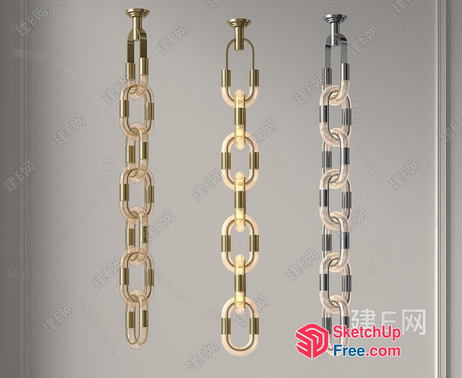 Chain Link Ceiling Light Fixture 3D SketchUp File