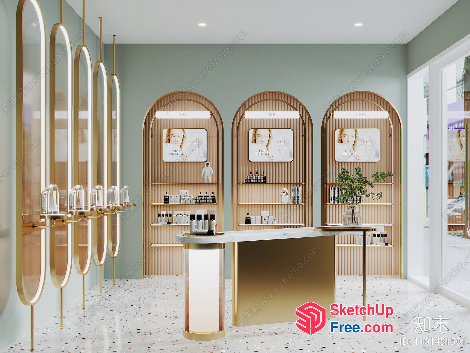 Elegant Modern Cosmetic Display Showcase 3D SketchUp File