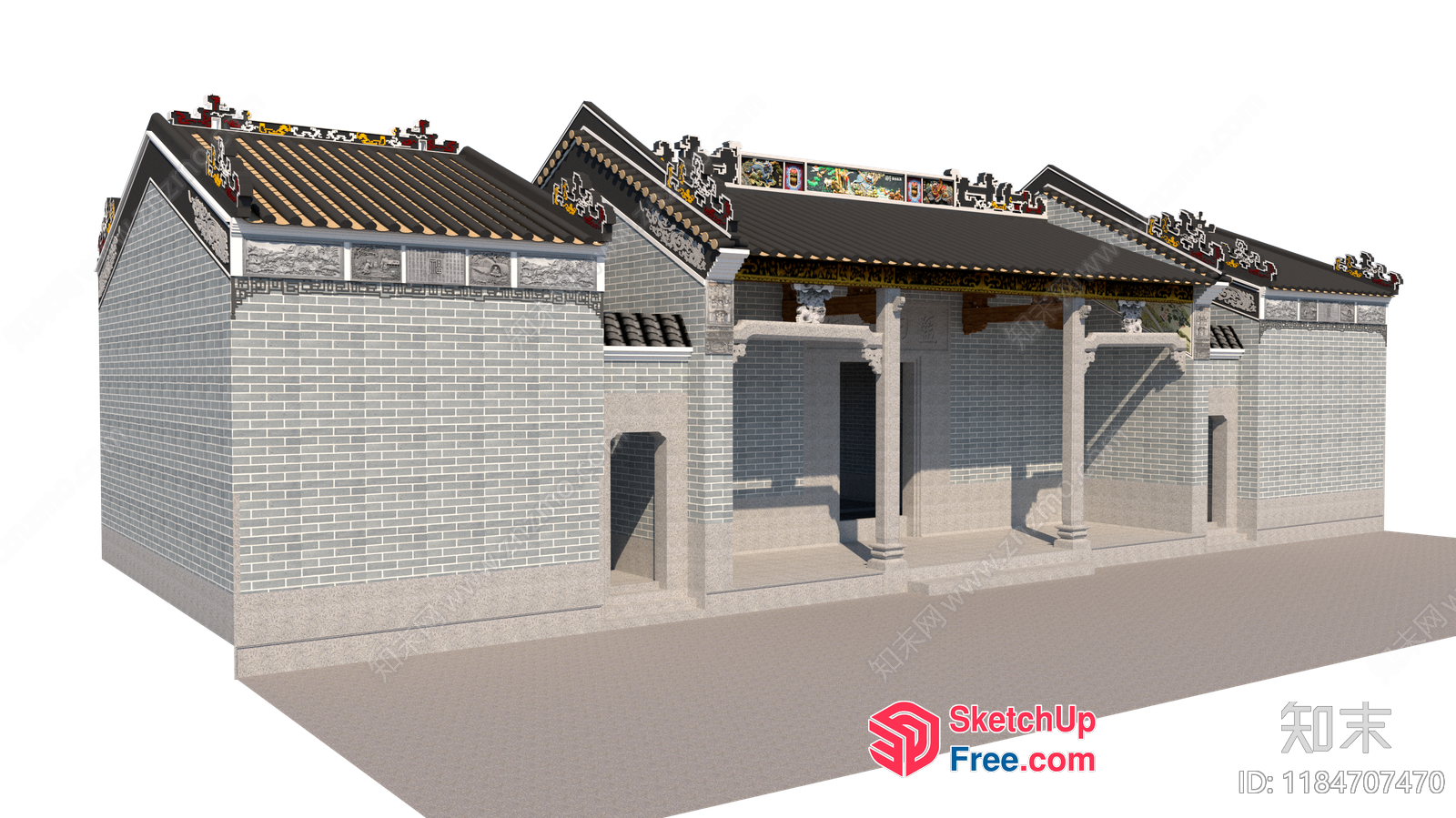 Traditional Asian Building Exterior 3D SketchUp File