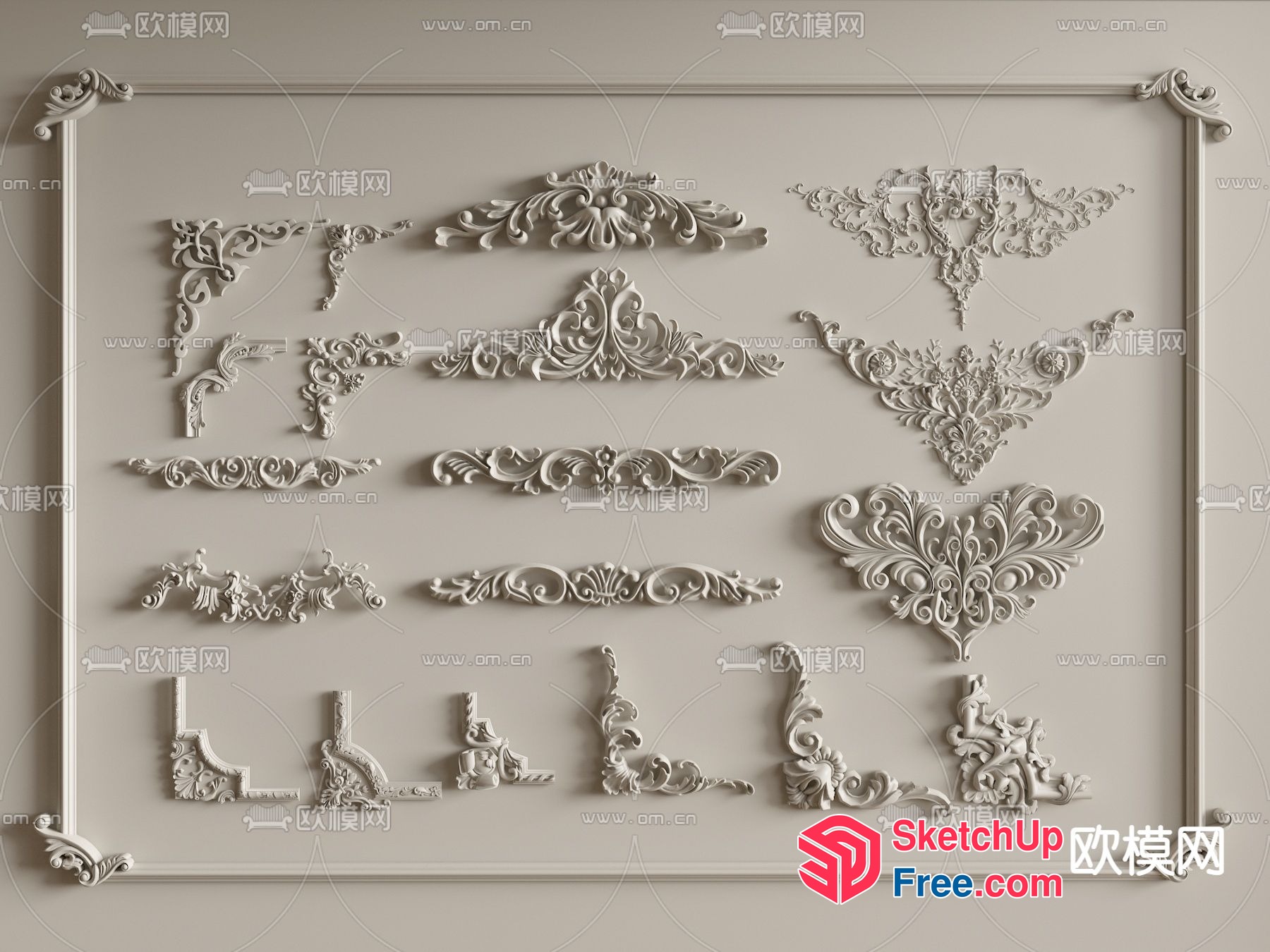 Ornate Carved Architectural Elements 3D SketchUp File