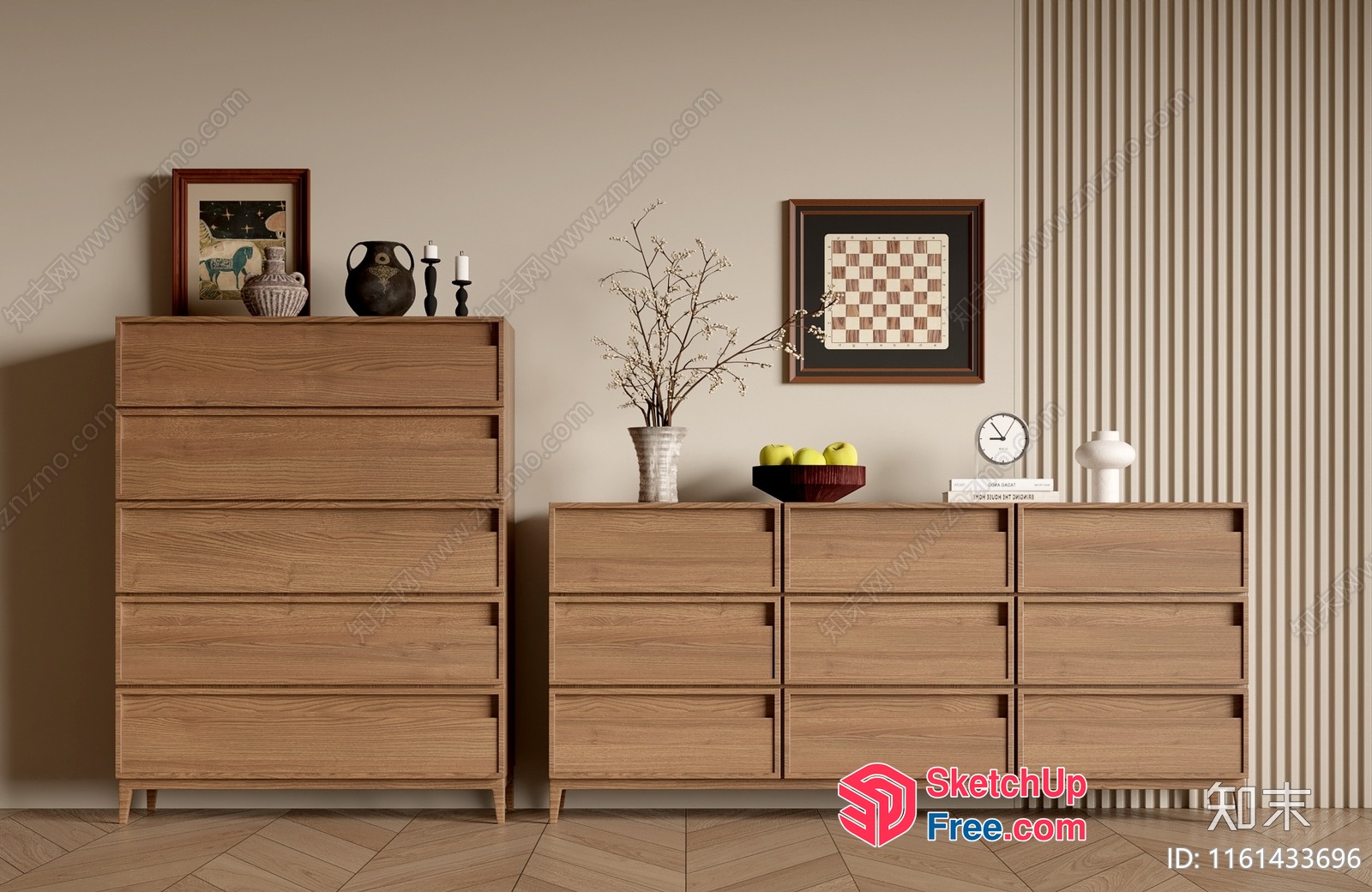 Modern Minimalist Wooden Furniture Collection 3D SketchUp File