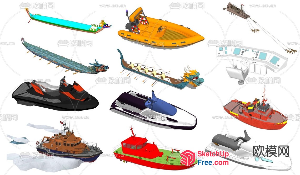 Collection Of Various Boats And Watercraft 3D SketchUp File