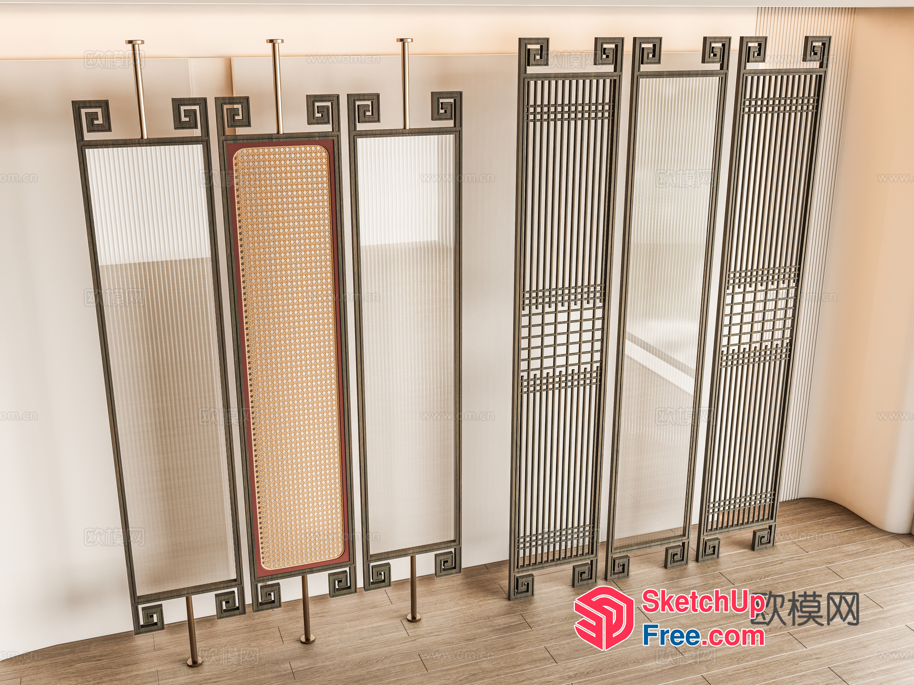 Traditional Asian-Inspired Room Divider 3D SketchUp File