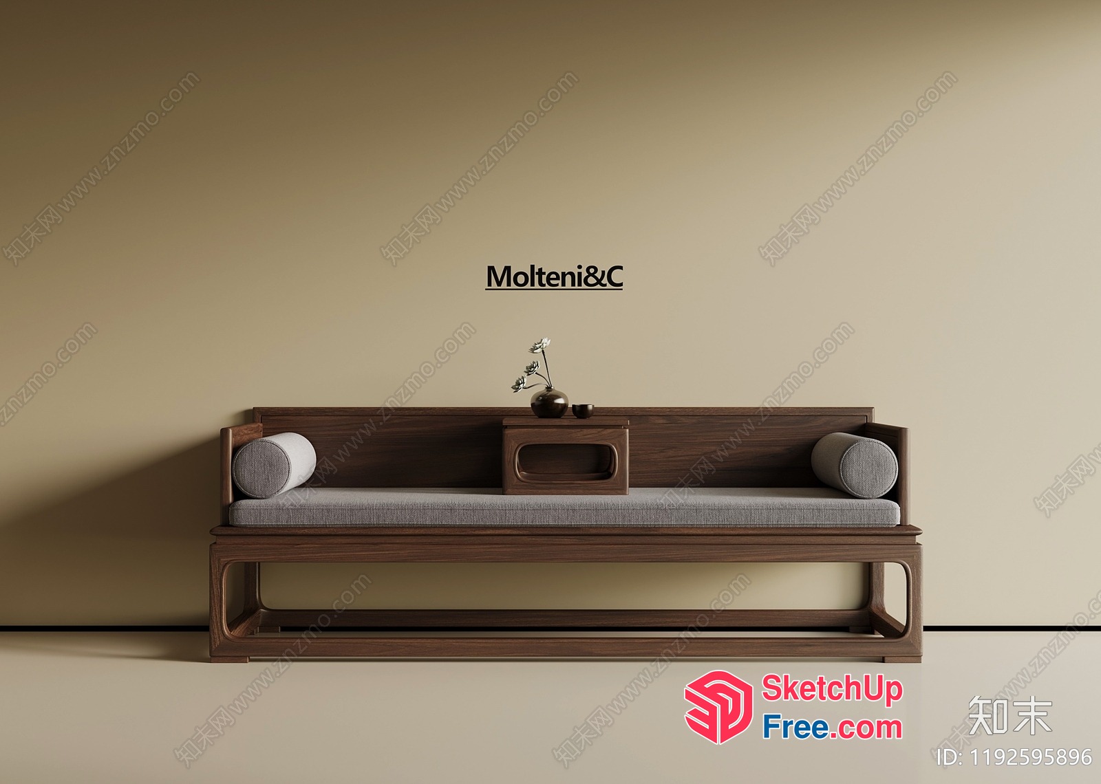 Modern Minimalist Sofa With Integrated Side Table 3D SketchUp File