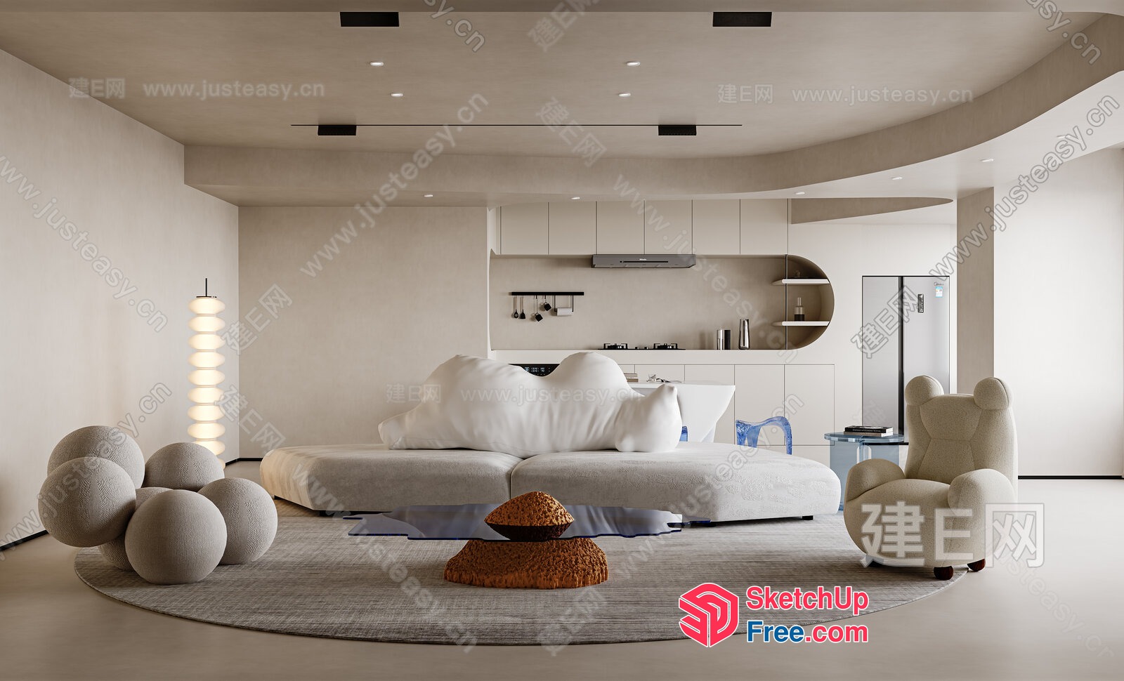 Modern Minimalist Living Room Design 3D SketchUp File