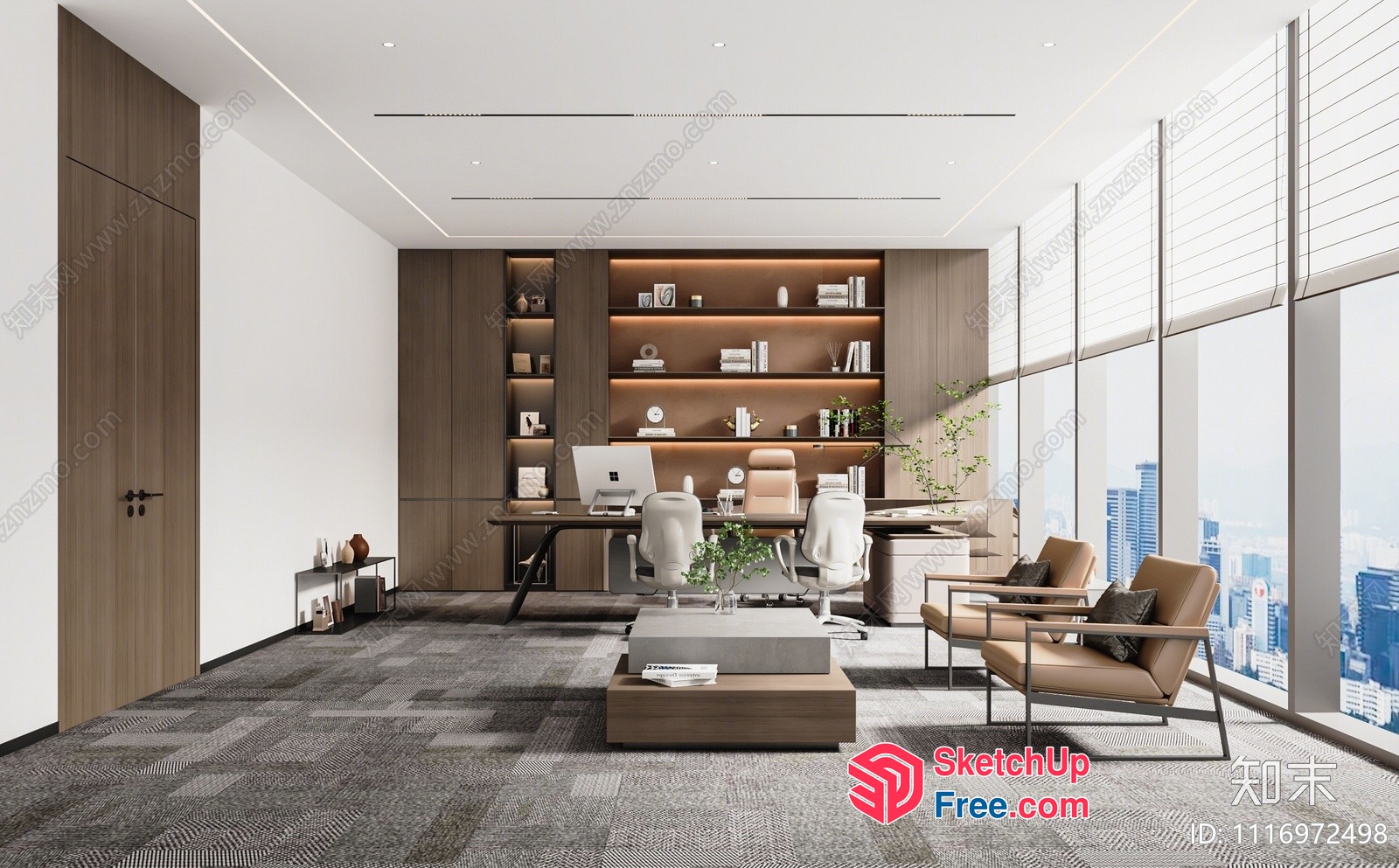 Modern Office Space With City View 3D SketchUp File