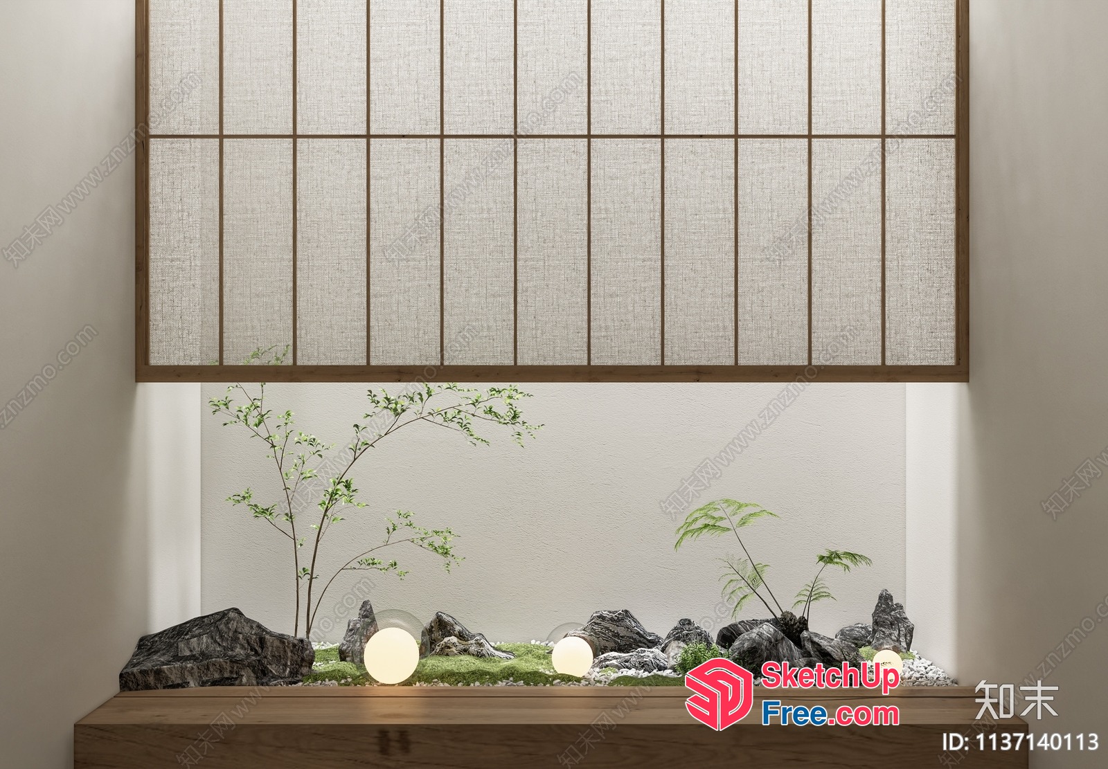 Japanese-Style Interior With Natural Decor 3D SketchUp File