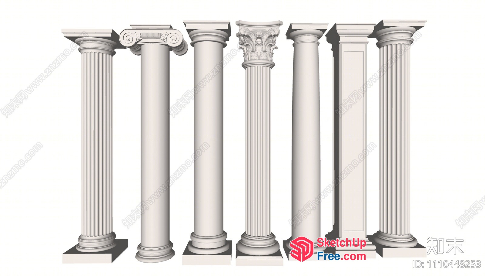 Classic White Pillars 3D SketchUp File