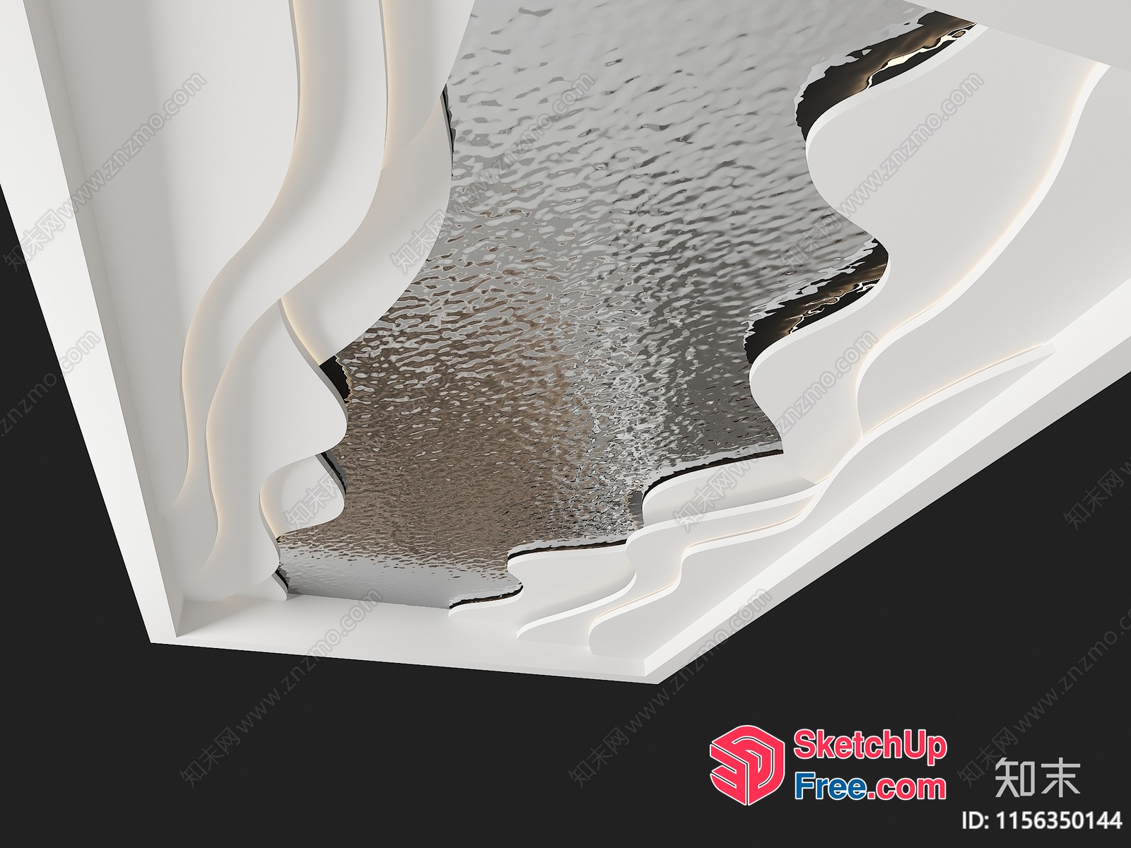 Elegant White Carved Ceiling Detail 3D SketchUp File