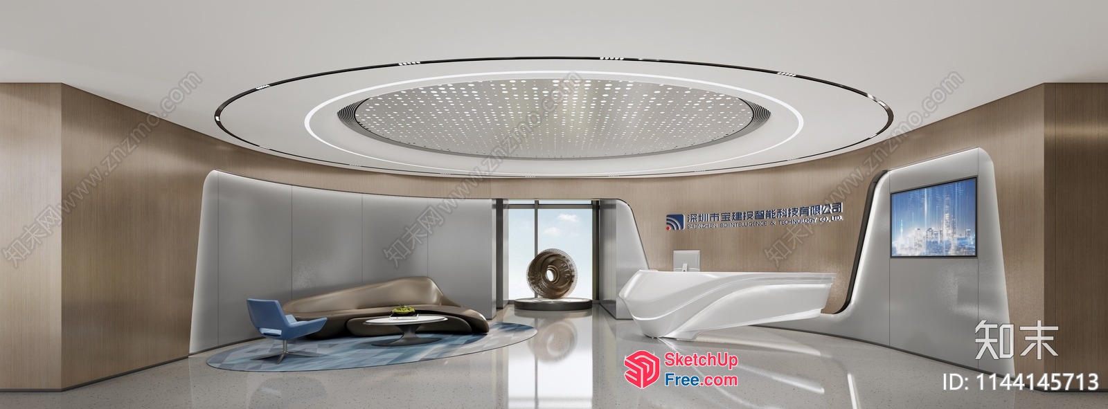 Modern Interior Design With Unique Ceiling And Furniture 3D SketchUp File
