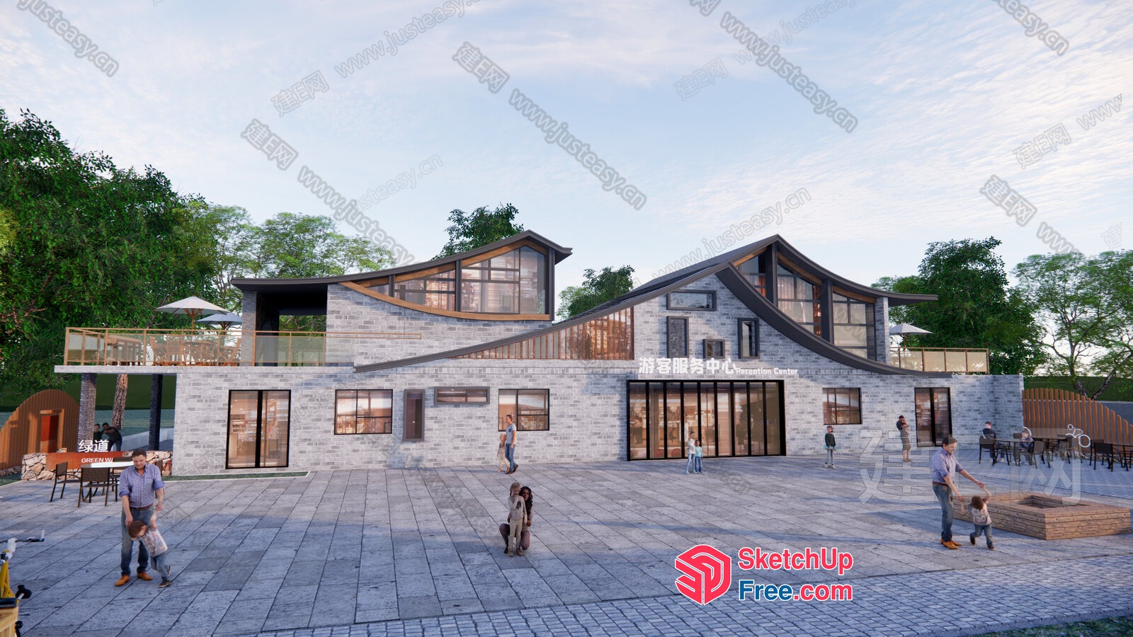 Exterior Building Rendering Of A Modern Villa 3D SketchUp File