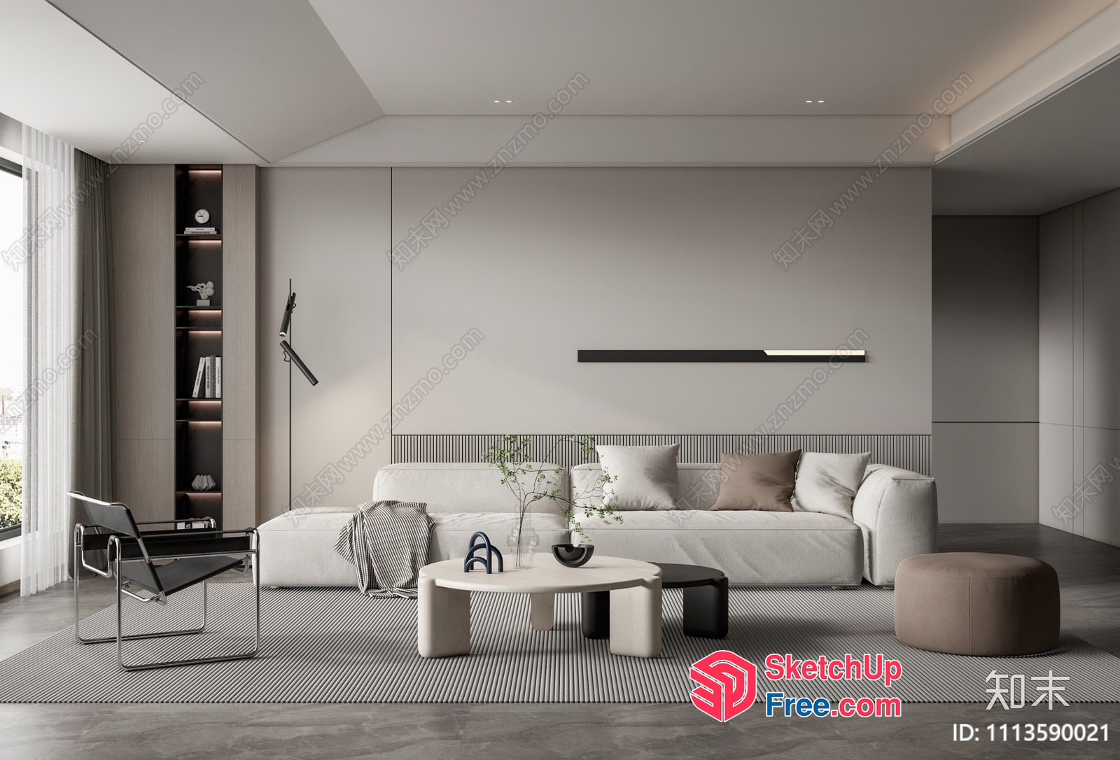 Minimalist Modern Living Room With Sleek Furniture 3D SketchUp File
