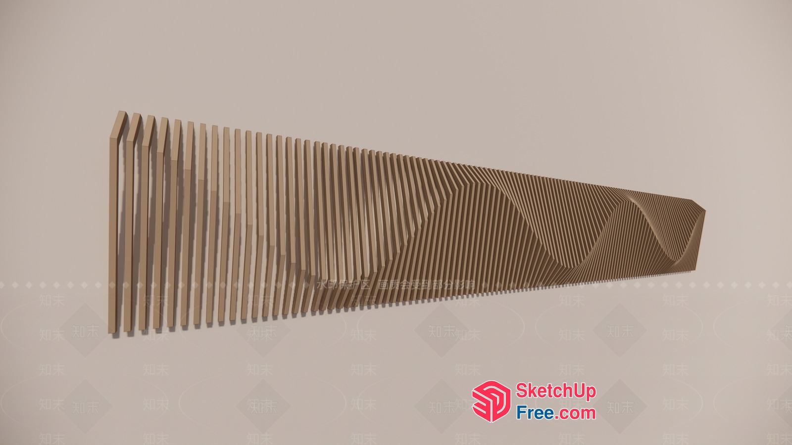 Modern Wood Slatted Wall Design 3D SketchUp File