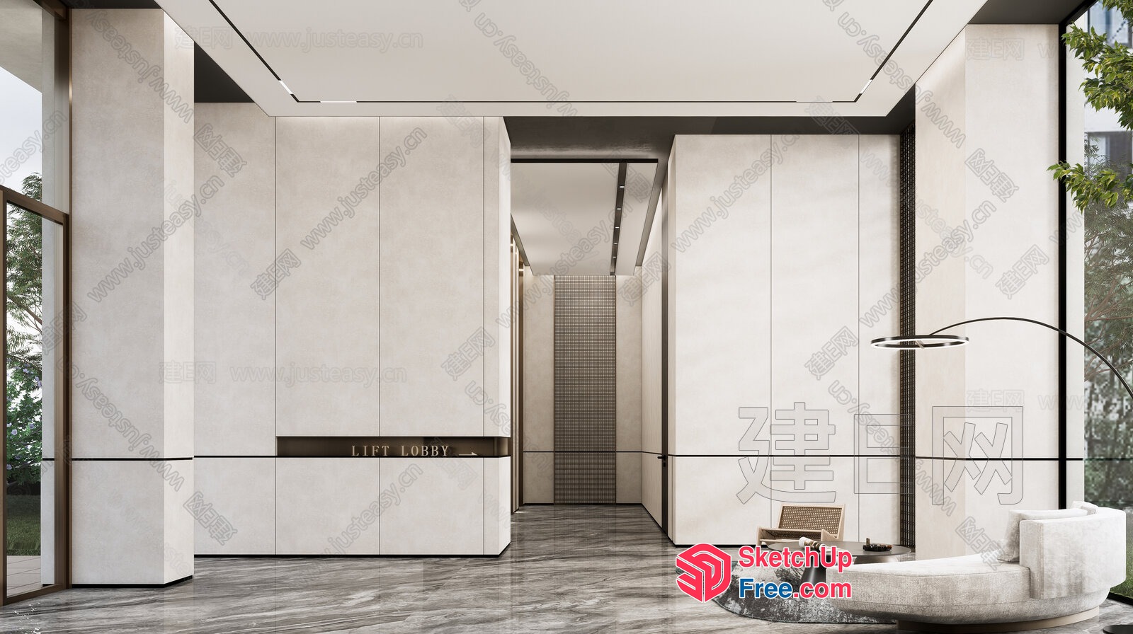 Modern And Sleek Lobby Design 3D SketchUp File