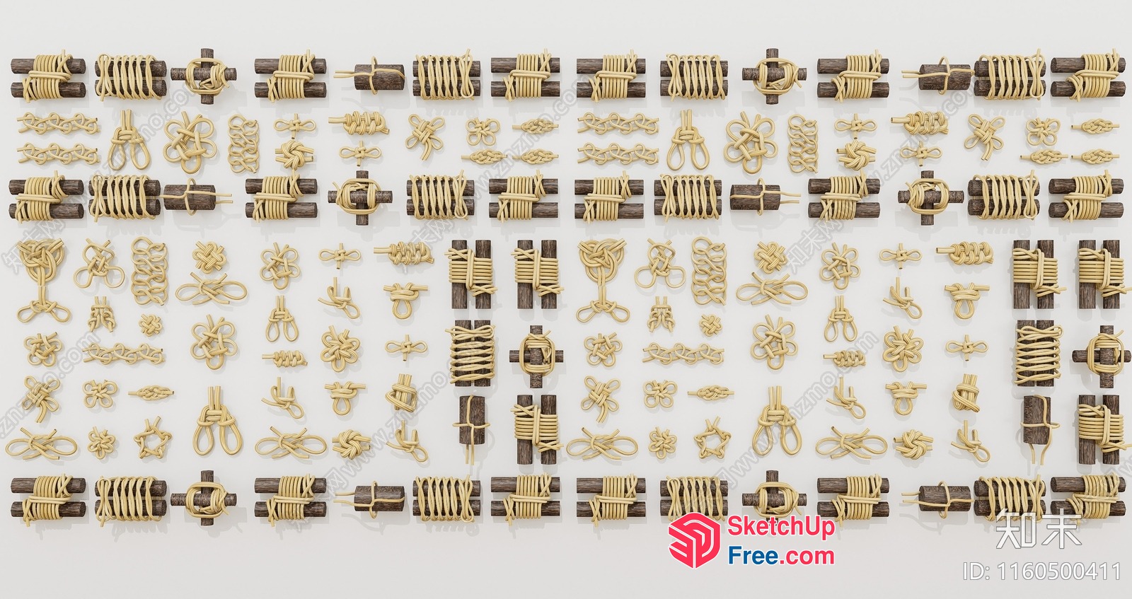 A Collection Of Intricate Wooden And Rope Knots 3D SketchUp File