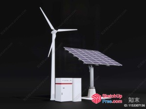 Wind Turbine And Solar Panel Installation 3D SketchUp File