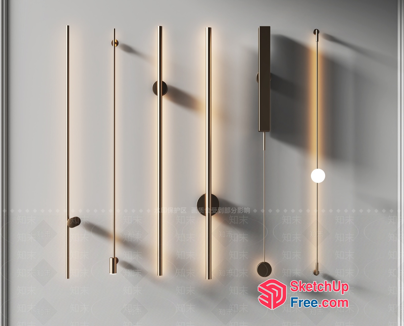 Modern Minimalist Brass Hardware Collection 3D SketchUp File