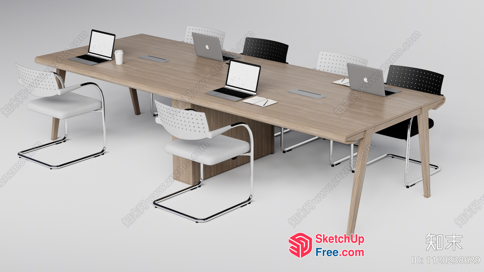Modern Office Space With Laptops And Desks 3D SketchUp File