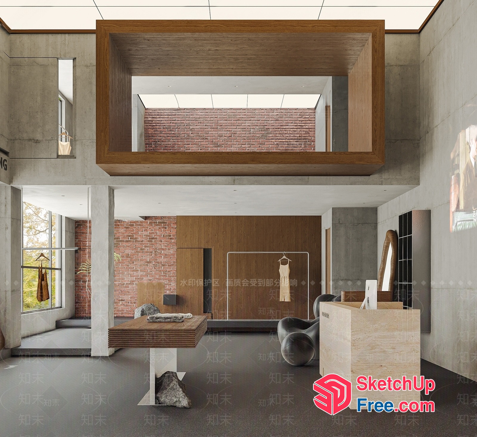 Modern Industrial Loft Interior 3D SketchUp File