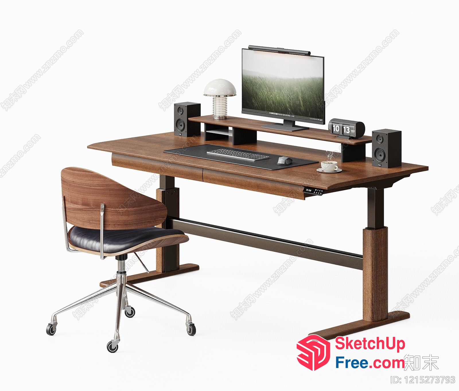 Simple Computer Desk With Monitor And Keyboard 3D SketchUp File