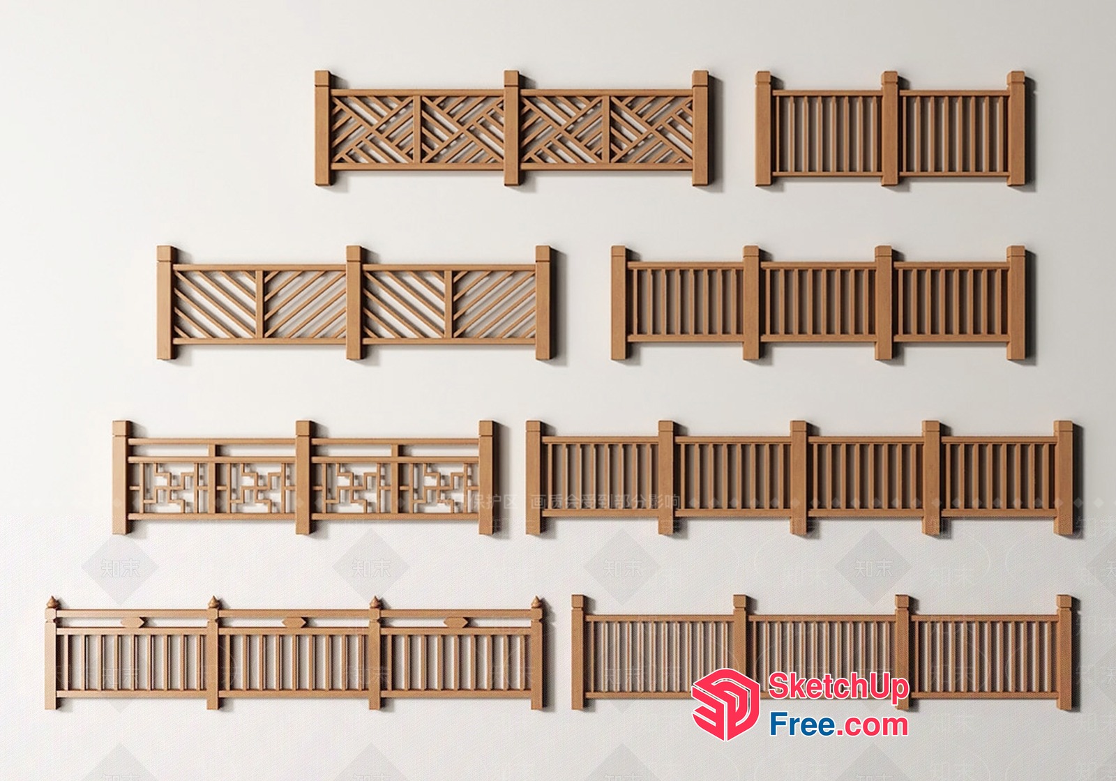 Decorative Wooden Fences Collection 3D SketchUp File
