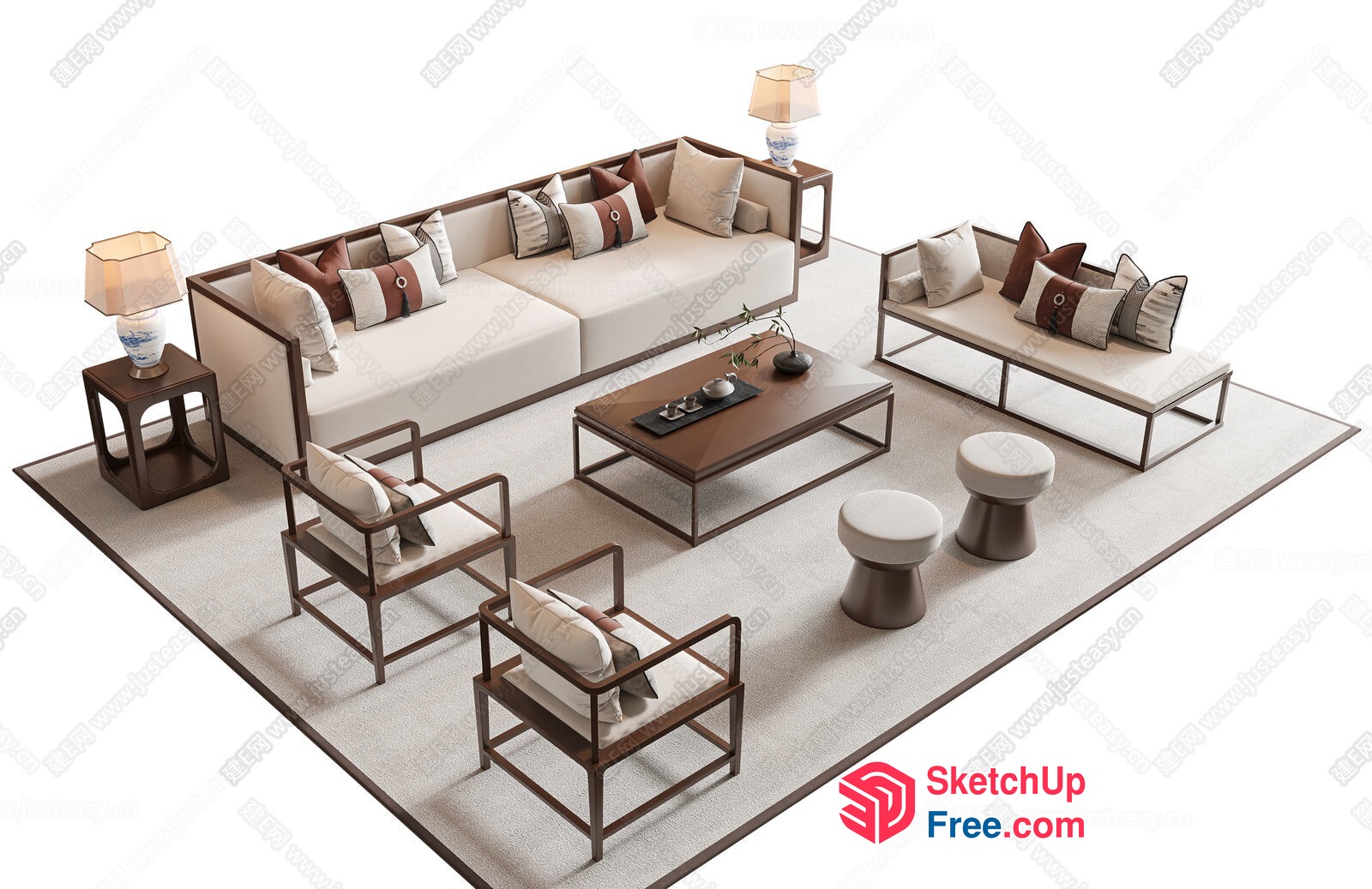 Modern Minimalist Living Room Furniture Set 3D SketchUp File