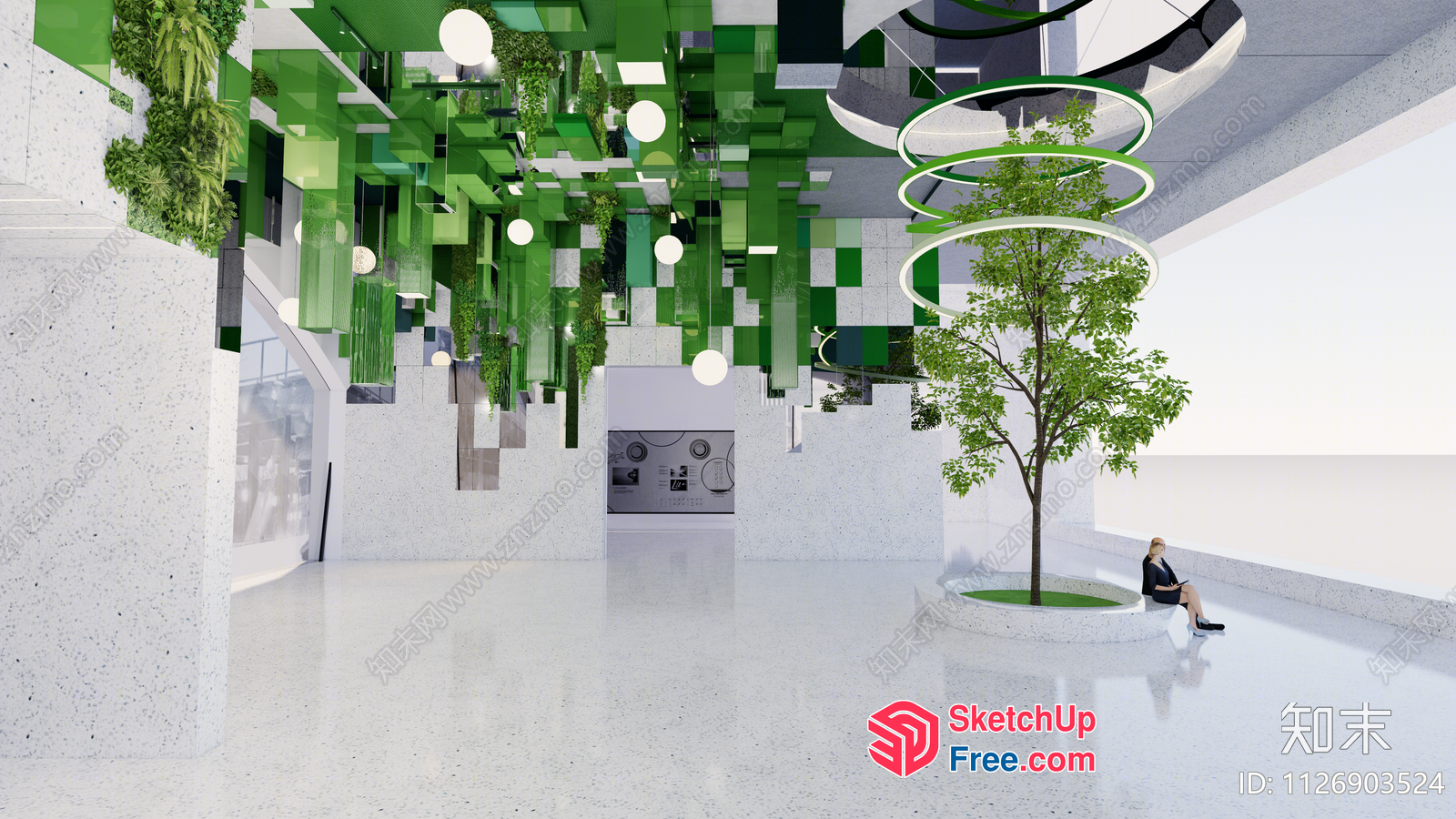 Modern Green Ceiling Design 3D SketchUp File
