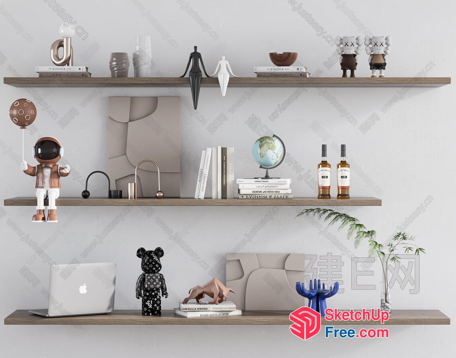Modern Decorative Shelf With Various Objects 3D SketchUp File