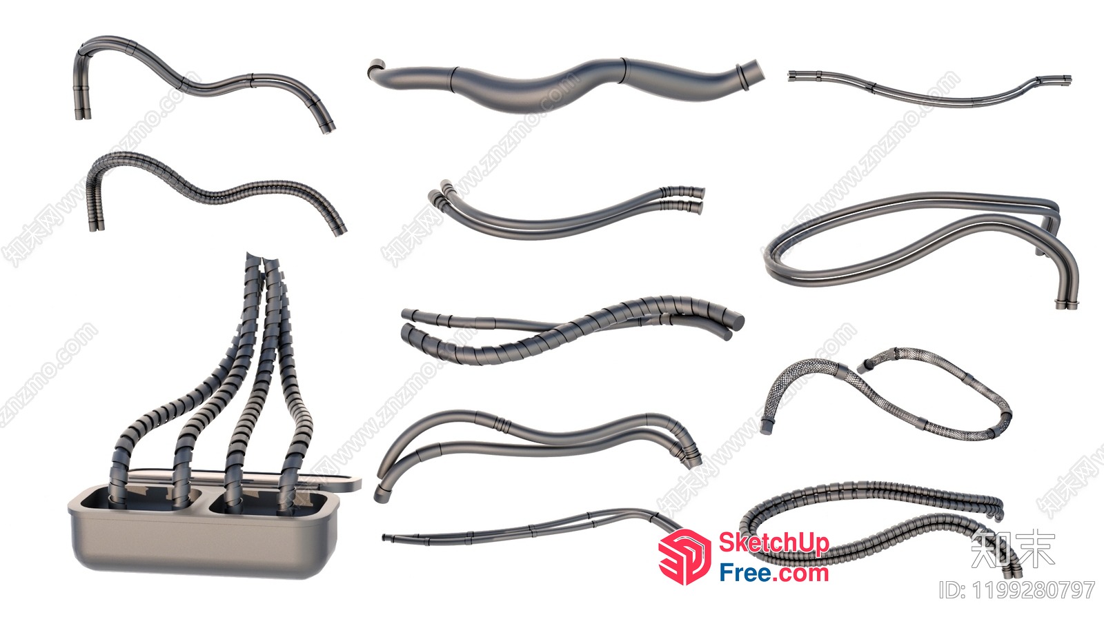 A Collection Of Various Metal Pipes And Hoses 3D SketchUp File