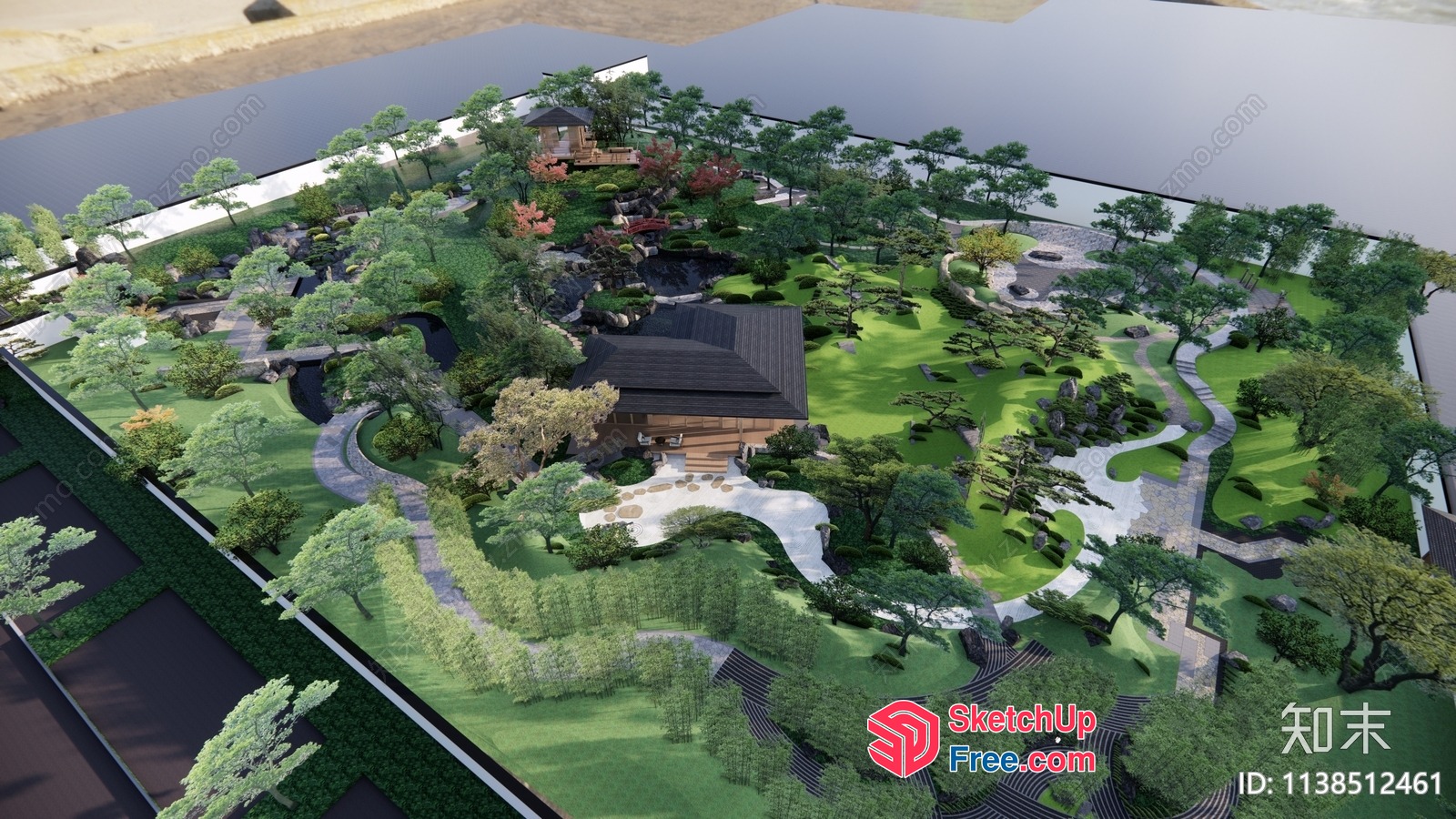 Serene Japanese Garden Landscape 3D SketchUp File