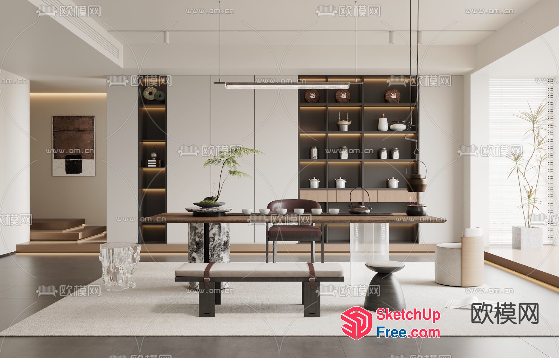 Modern Minimalist Japanese-Style Interior 3D SketchUp File