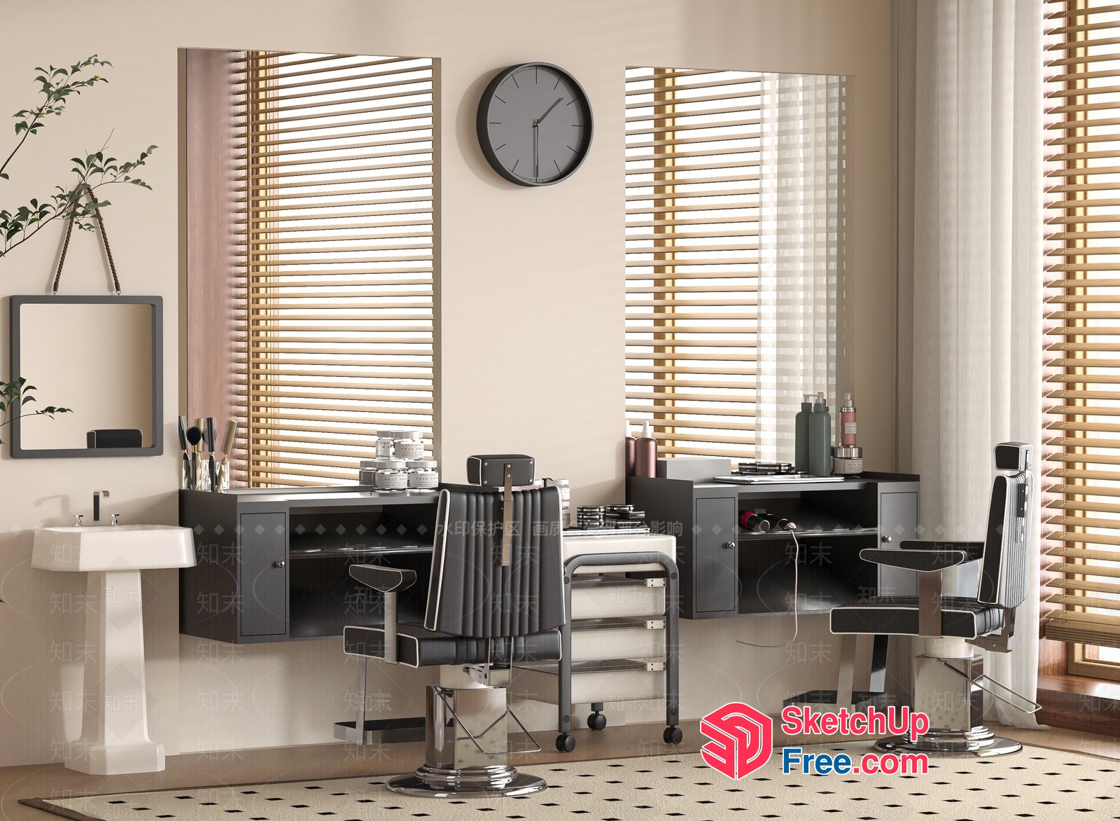 Modern Salon Interior With Sleek Furniture And Natural Light 3D SketchUp File